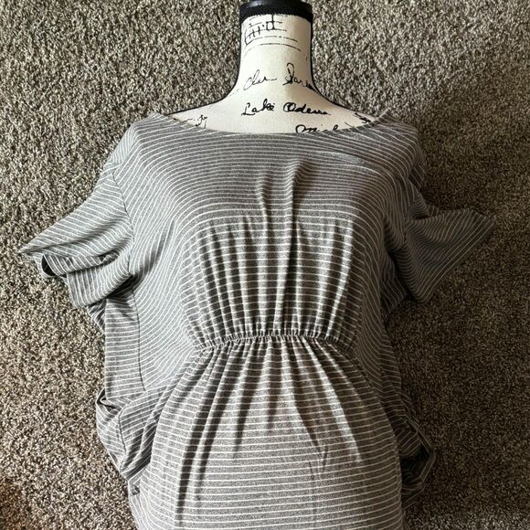 Lane Bryant plus size 22/24 babydoll gray striped top soft - Picture 4 of 4